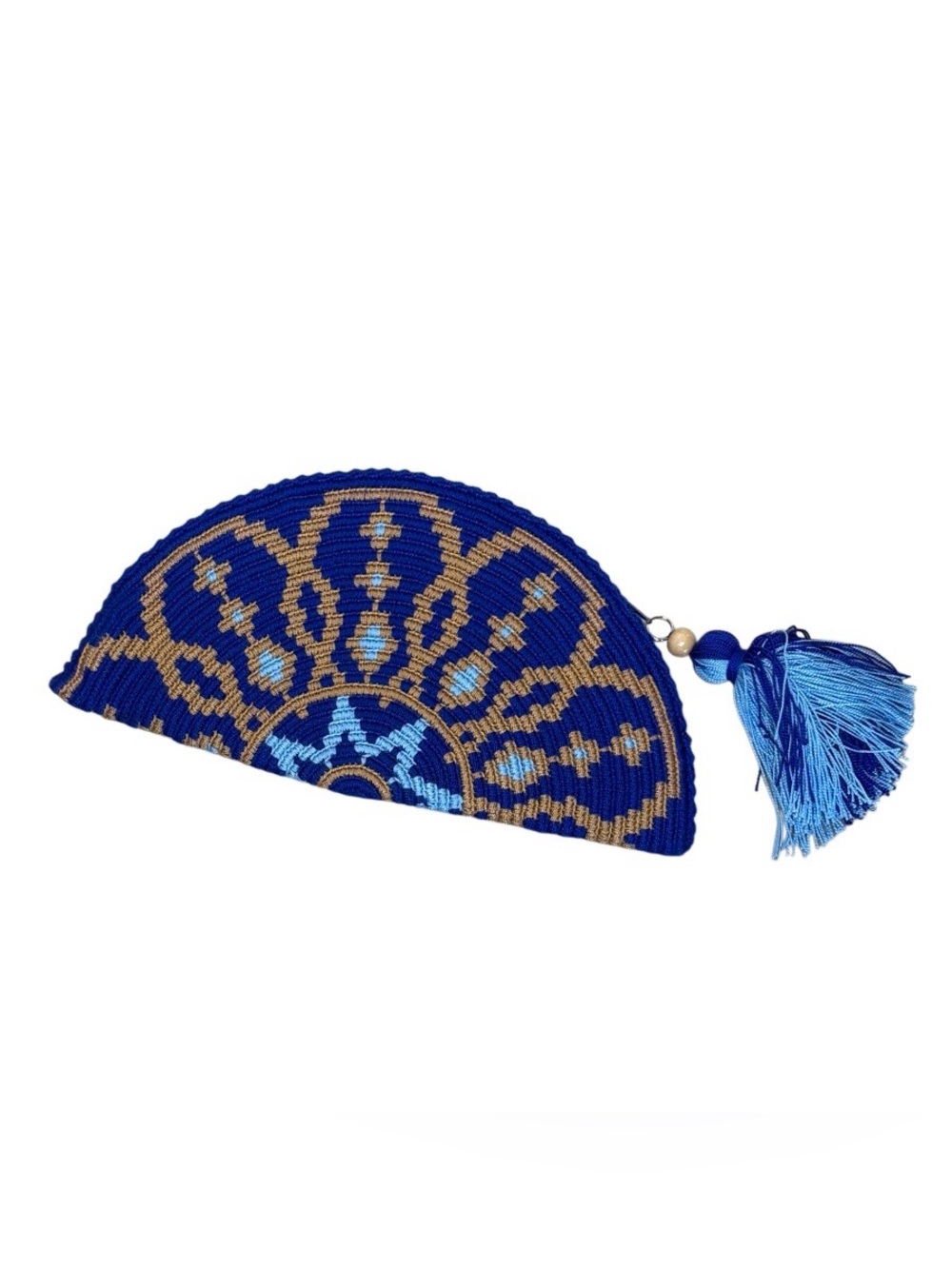 ALLBYB Adelie Fan Clutch Blue
Handwoven Artisan Designer Bag
Tassel Design NWOT!